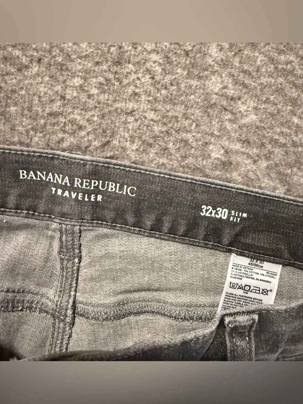 Banana Republic Traveler Jeans Pants Mens 32x30 Gray Slim Fit Cotton Stretch